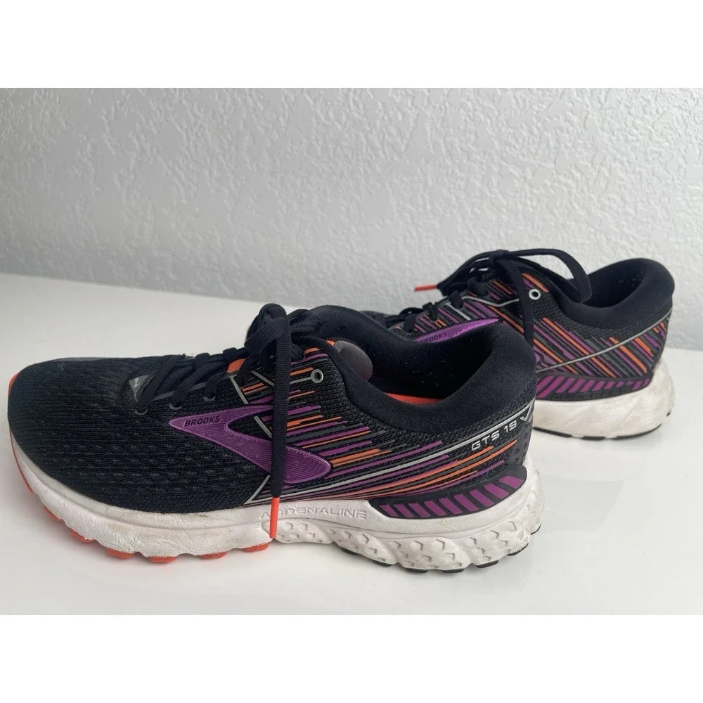 Brooks Adrenaline GTS 19 Black Purple Womens Size 9D 1202841D080 Running Shoes